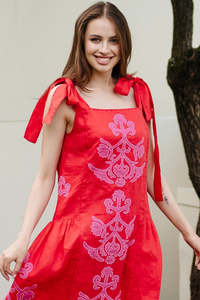 Vestido largo con bordado floral bohemio de manga larga, vestido holgado estilo étnico Vintage para mujer - Product Image 2