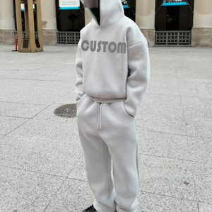 Custom 500GSM Heavyweight Fleece Set Hombres Fleece Hoodie & Joggers Oversized Streetwear 2 piezas Sweatsuit - Product Image 3