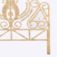 Meistverkauftes Antikes Pfauen-Rattan-Kopfteil Handgefertigtes Rattan-Bettkopfteil mit Wellendesign Großhandel für Schlafzimmermöbel