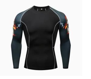 Rashguard à manches longues pour homme avec logo personnalisé, impression par transfert thermique, design respirant, protection anti-UV, modèle en polyester/spandex - Product Image 3