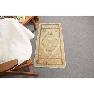 Alfombra de lana Vintage de 1,7x3,4 pies, diseño de retazos beige marrón, rectángulo de área grande hecho a mano para dormitorio, pasillo con respaldo de látex - Product Image 2