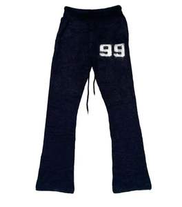 Pantalones de chándal acampanados informales de algodón 100% personalizados OEM al por mayor-Pantalones tejidos borrosos de invierno ecológicos para hombre con logotipo personalizado - Product Image 2