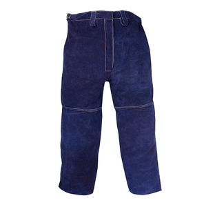 Pantalones de soldadura cuero partido azul-Lascentrum Venta al por mayor Pantalones ignífugos para soldadores Estilo frontal plano - Product Image 1