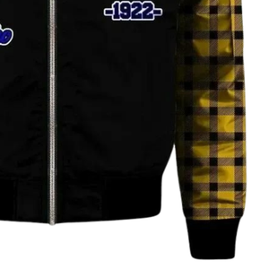 Chaqueta de Satén Sigma Gamma Rho SGRho Negra y Dorada 1922 Bordado Griego Chaqueta Universitaria Bomber para Mujer Ropa Griega - Product Image 5