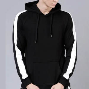 Sudadera con Capucha Personalizada OEM para Hombre, Negra con Franja Lateral Blanca, Sudadera de Forro Polar, Ropa Urbana, Ajuste Atlético, Venta al por Mayor de Fábrica, MOQ Bajo, al por Mayor - Product Image 3