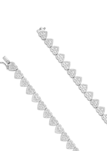 Baguette and Round VVS Moissanite Heart Motif Link <b>Necklace</b> - Product Image 3