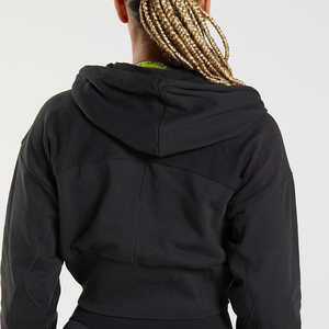 Precio de fábrica Ropa de mujer Logotipo personalizado Manga larga Cremallera Sudadera con capucha Impresión Sudadera con capucha Sudaderas Mujeres Crop Top Sudadera con capucha - Product Image 3