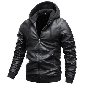 Chaqueta de cuero informal para hombre personalizada otoño nueva moda estilo callejero mejor calidad 100% tela de lona de cuero diseño de invierno - Product Image 5