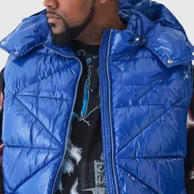 Blouson matelassé pour homme personnalisé avec col montant et logo en toile sur le devant, design réversible - Product Image 2