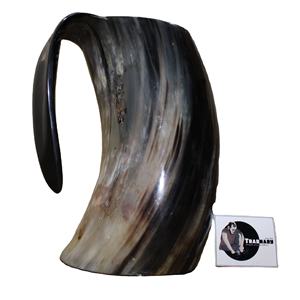 Taza de cuerno marrón y negro natural para cerveza, vino en cuerno para beber Vikingo, taza de cuerno de búfalo - Product Image 1