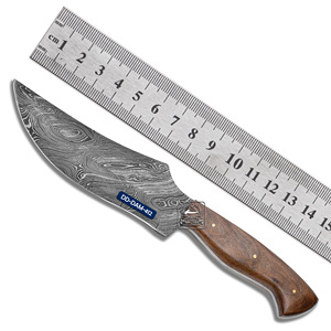 Cuchillo de Caza Personalizable Hecho a Mano, Hoja de Acero Damasco DD-DAM-410 de 0.20 Pulgadas de Grosor, Hoja No Ajustable, Madera de Nogal Exótica - Product Image 3