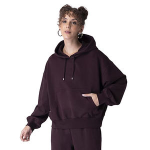 Surdimensionné drop épaule broderie logo chenille patch chandail chenille broderie coton polaire pull à capuche pour femmes - Product Image 1