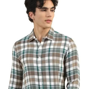 เสื้อเชิ้ตลำลองสีพื้นเข้ารูปสำหรับผู้ชาย, ผ้าฝ้าย100% ระบายอากาศได้ดีมีสไตล์เหมาะสำหรับสวมใส่ในชีวิตประจำวันแบบสมาร์ทแคชชวล - Product Image 1