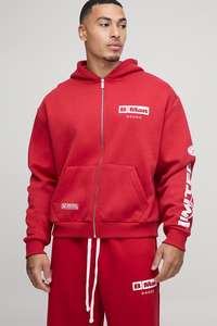 High Quality 100% Cotton <b>Red</b> Wholesale Men's <b>Hoodies</b> Set Custom Logo Printing Tracksuits For Unisex 2025 - Product Image 6
