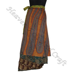 Designer and Stylish Long Sari Silk <b>Wrap</b> <b>Skirt</b> Boho Stylish Multi Color Summer Wear Comfortable Fashion Boho Hippie Free Size - Product Image 4