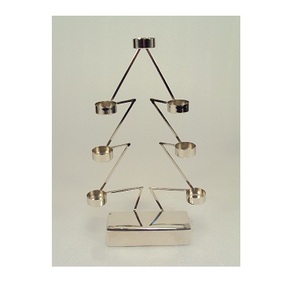 Metal Christmas Tree <b>Tealight</b> Candle Holders with Nickel Plated Look - Product Image 1