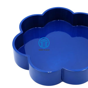 Vente en gros en usine de plateau rond en bois laqué meilleure vente de plateaux de service rectangulaires de couleur métallique or fabriqués à la main au Vietnam - Product Image 3