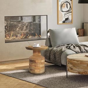 Table d'appoint ronde Boho en bois de manguier massif de 16 pouces de large Mobilier de maison naturel entièrement assemblé - Product Image 1