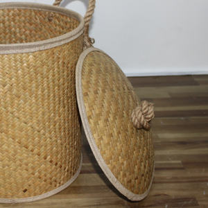 Caja de almacenamiento tejida de algas marinas hecha a mano de fábrica de Artex Dong Thap, organizador decorativo ecológico para uso en sala de estar o dormitorio - Product Image 6