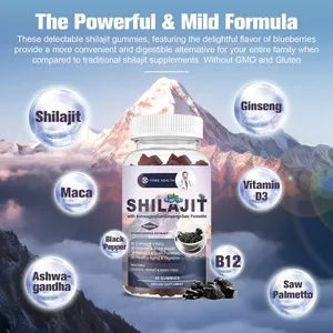 OEM Private Label integratore alimentare biologico puro Himalayan Shilajit Gummies energizzante gomma di resina Shilajit arricchita di vitamine