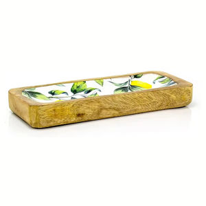 Nouveau prix le plus bas haute qualité nouveau plateau en bois nouveauté plat et plateau forme Rectangle couleur naturelle plateau de service ménage - Product Image 3