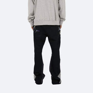 Pantalones lavados para hombre, pantalones de chándal para correr de talla grande, pantalones apilados divididos para hombre, cintura elástica a rayas curvas rectas 2025 - Product Image 6