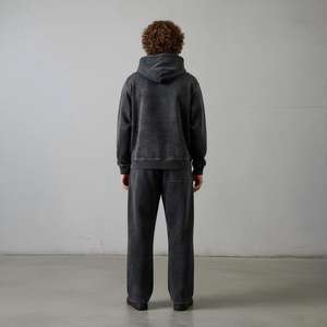 Survêtement de haute qualité 100% coton molletonné délavé à l'acide, respirant, coupe ajustée, pour homme - Product Image 6