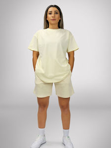 2024 unisexe personnalisé été courts ensembles haute qualité femmes sweat-shirt t-shirt brodé solide 2 pièces vêtements en gros - Product Image 5