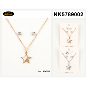 Set di gioielli Vintage in oro placcato in acciaio inossidabile con ciondoli di fiori collana di perle e orecchini con diamanti di zircone per regalo