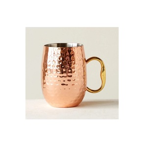 Cocktail Wholesale Stainless Steel Mule Mug Set With Copper <b>Straws</b> Custom Golden Hammered Moscow Copper Mule Mug - Product Image 1