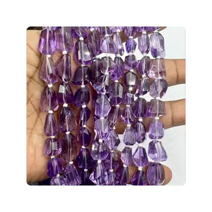 Wholesale 8 Inches Natural Purple Amethyst Quartz Faceted Nuggets High Quality Size 10 to 12mm Approx.