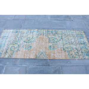 Alfombra Turca Vintage, Alfombra de 2.4x6.3 pies, Alfombra con Bordes Azules y Marrones - Product Image 4