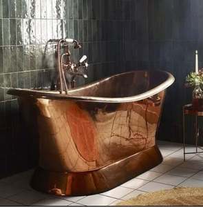 Bañera de baño de lujo de cobre antiguo martillado Base con faldón independiente Venta caliente para uso en el baño - Product Image 2