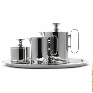 Juego de té metálico moderno con acabados elegantes y asas ergonómicas Diseño grabado Tetera de café Vasos de alta calidad al por mayor - Product Image 3