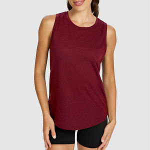 Camiseta sin mangas de algodón personalizada para mujer, venta al por mayor, sin mangas, informal, a la moda, ropa de yoga para gimnasio de verano con impresión de diseño de logotipo - Product Image 1