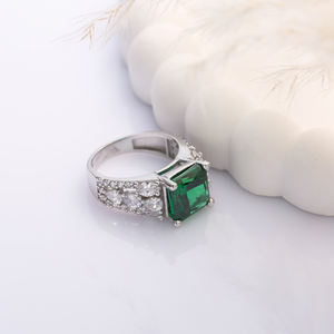Emeraude CZ Pierre Carré Conception Pierreux Cluster Bague En Argent Turc À La Main En Gros 925 Bijoux En Argent Sterling - Product Image 4