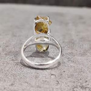 Rough Womens <b>Ring</b> Natural Citrine Gemstone November Birthstone Double <b>Stone</b> Christmas Handmade Jewelry 925 Sterling <b>Silver</b> <b>Ring</b> - Product Image 6
