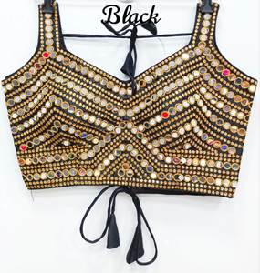 เสื้อปักลายสวยงามสำหรับเจ้าสาวผ้าลายกระจกงานเย็บพร้อมสวมใส่เสื้อบุผ้าส่าหรีอินเดียขนาดเสื้อปาร์ตี้ผ้าไหมสีซารี - Product Image 2