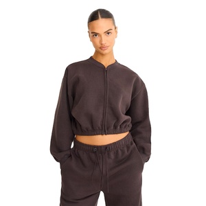 Ladies Urban Fit Recortada Mezcla de algodón suave Elegante Sudadera diaria Fabricante Suministro Privado Zip Up Sudadera Pedidos al por mayor - Product Image 1