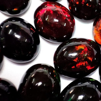 GEMFORTE INC Opale de feu noire, cabochon de forme ovale 14x12MM, grande pierre précieuse en vrac, opale éthiopienne polie, fabriquée à la main