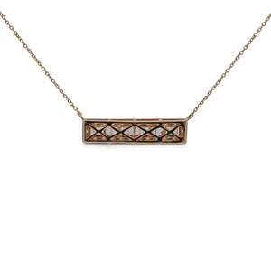 14K Yellow Gold Plated Women's Floating Necklace Natural Diamond Bar Pendant <b>Link</b> Illusion Cluster Diamond Bar <b>Cable</b> Necklace - Product Image 2