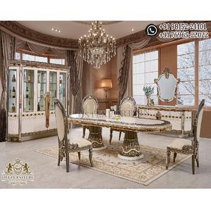Juego de muebles de comedor de estilo rumano tallado clásico Muebles de comedor de madera de teca de lujo Juego de muebles de comedor de lujo - Product Image 1