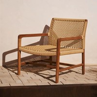 Chaise de salle à manger en bois de teck avec bras Finition naturelle pour intérieur et extérieur Fabriqué en Indonésie