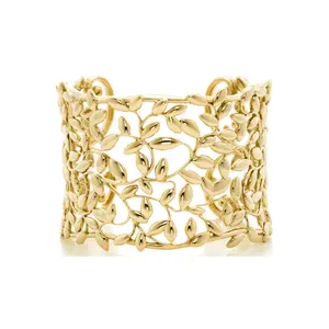 Custom Trend Women Classic Geometric Gold Plated Broad Leaf Style <b>Bracelets</b> Sterling <b>Silver</b> 925 <b>Charm</b> Gift Accessory - Product Image 1