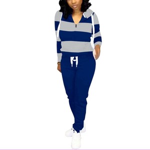 Wholesale Unisex Zip Hoodie Jogger Set Custom Logo Women's Pocket Style Sweatpants Polyester Cotton Sweatsuits Rhinestone Winter - Product Image 3