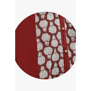 ชุดคุร์ตะผ้าฝ้ายทรงเอพิมพ์ลายสีน้ำตาลแดงสำหรับผู้หญิงที่สวมใส่สบาย - Product Image 5