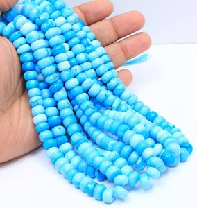 ลูกปัดโอปอลสีฟ้าสวยงาม รูปทรงกลมเรียบ ขนาด 15 นิ้ว, 8 มม. - 11 มม., อัญมณีโอปอลสีฟ้า, ลูกปัดโอปอลคุณภาพ AAA, เครื่องประดับ - Product Image 5