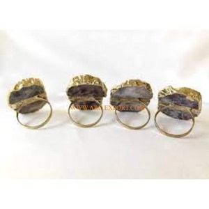 Set de 6 ronds de serviette de forme personnalisée en agate de créateur de luxe standard, décoration de table de taille personnalisée, ronds de serviette de table à manger pour la maison - Product Image 4
