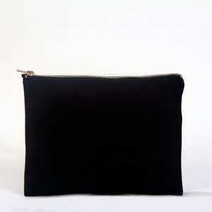 Eco-Friendly Cotton Zipper Clutch <b>Bag</b> 8x6 <b>Black</b> PVC Makeup Organizer Reusable Cosmetic Pouch - Product Image 1
