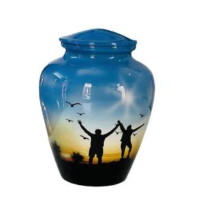 Urnes funéraires faites à la main HHO bleues d'Inde Urnes funéraires pour les cendres Style souvenir Produit fini coloré - Product Image 4